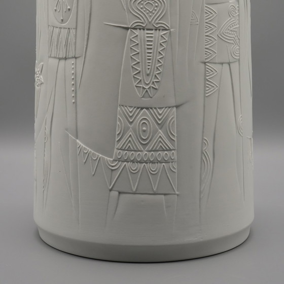 Image 1 of Rare CUNO FISCHER Hutschenreuther Bisque Porcelain Floor Vase 1969 H33cm D21cm