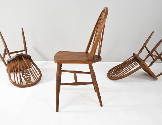 Image 1 of Windsor Antike frühe 20. englische viktorianische Esszimmerstühle, Satz von vier