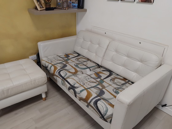 Image 1 of IKEA faux leather sofa and pouf