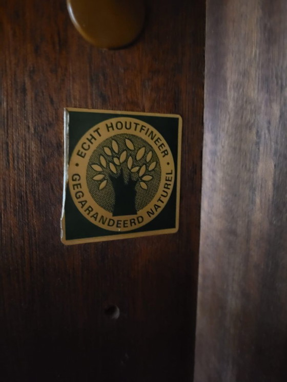 Image 1 of 2-delige (losse delen) vintage hoge opbergkast – 1960s – Echt houtfineer