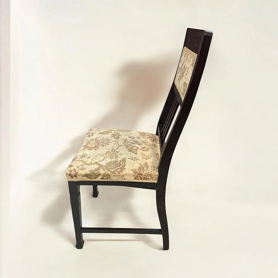 Image 1 of Set di 5 sedie imbottite Art Nouveau/Art Déco - rovere tinto scuro con rivestimento originale