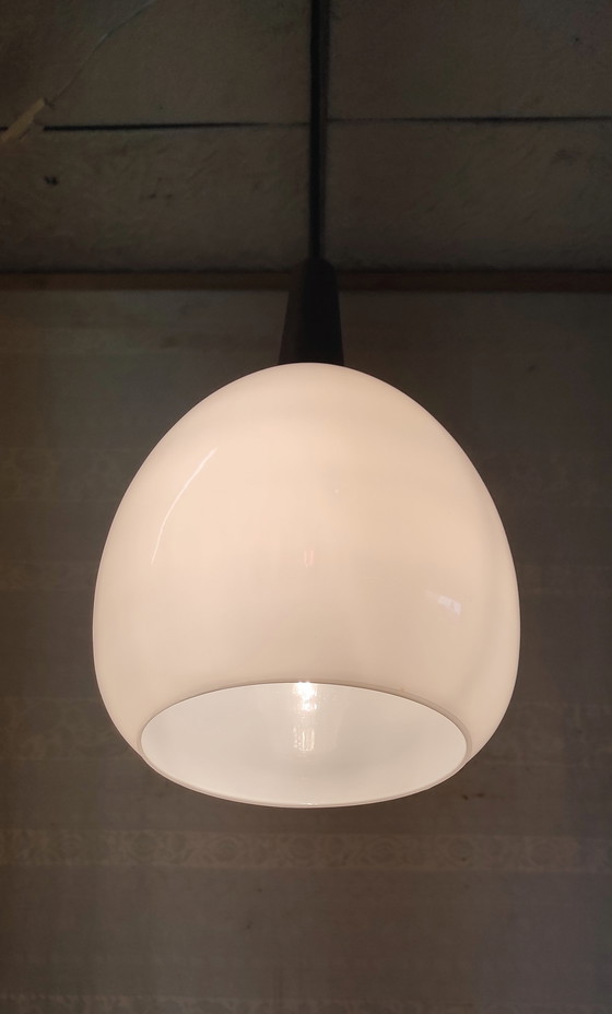 Image 1 of Scandinavian style opaline globe pendant lamp XL - mid. 20th century 