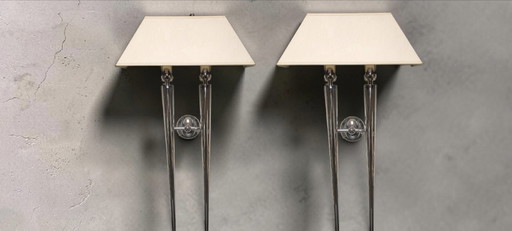 L. Bellini Vintage Design Wandlampen Set – Gemaakt in Italië, Chroom, Hotelstijl