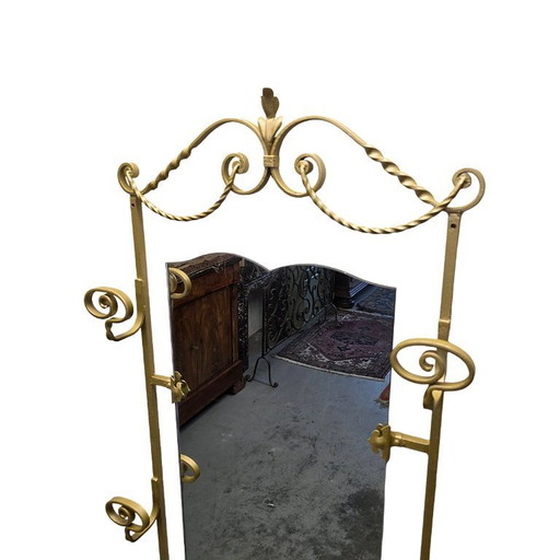 Console murale française vintage avec miroir, milieu du XXe siècle