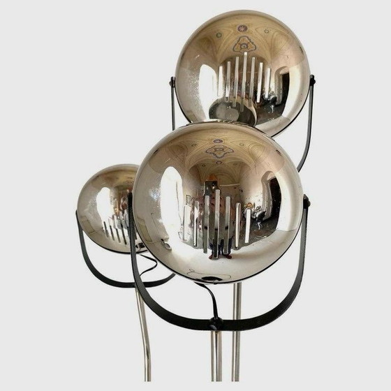 1x Vintage Reggiani Chrome Floor Lamp with Adjustable Lights, Italy, 1960s, Floor lights, Metal, Black (photo 11 of 15)