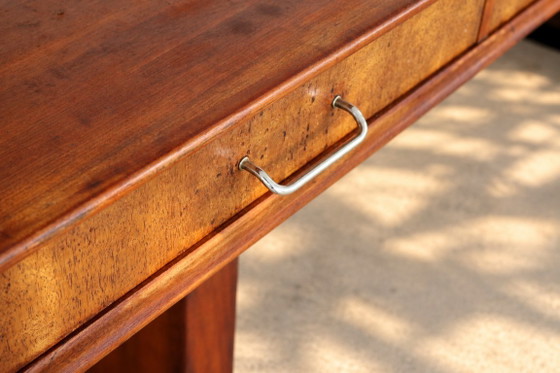 Vintage XL Desk | Clausen & Maerus | Eden | 1960s, Wood, Chrome, Brown (photo 6 of 14)