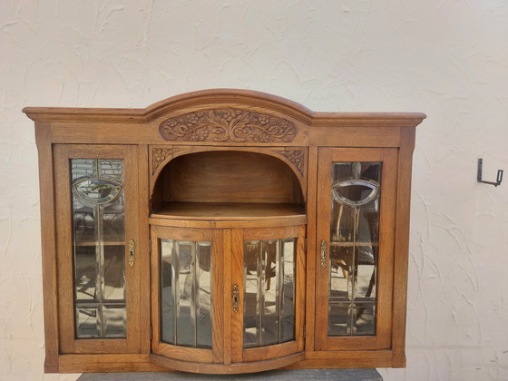 Image 1 of Vintage Eiken vitrinekast