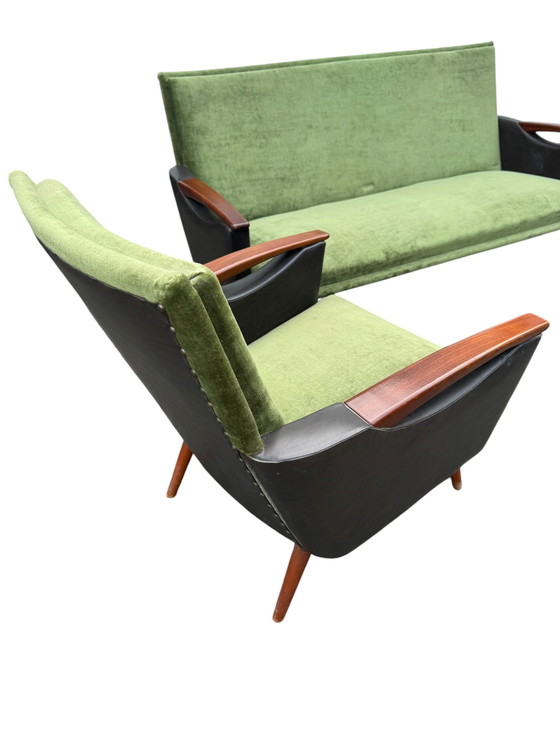 Canapé MCM et 2 Chaises – Coins salon, Textile, Bois (photo 4 of 11)
