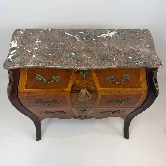 Bombé chest of drawers in the Louis XV style, Marble, Wood, Red (photo 2 of 22)