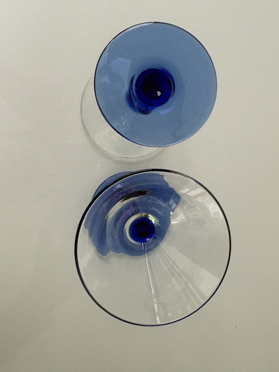 Image 1 of Set van twee 1980’s martini-glazen in Memphis-stijl van Liberty Glass