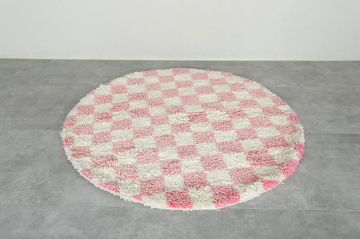 Tappeto rotondo berbero marocchino rosso fatto a mano, 200 cm x 200 cm