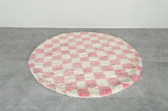 Image 1 of Tappeto rotondo berbero marocchino rosso fatto a mano, 200 cm x 200 cm