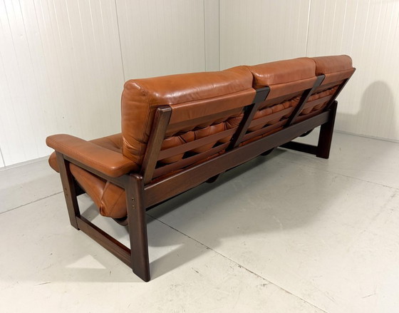 Image 1 of Coja Culemborg rosewood and leather three-seater sofa 1970s