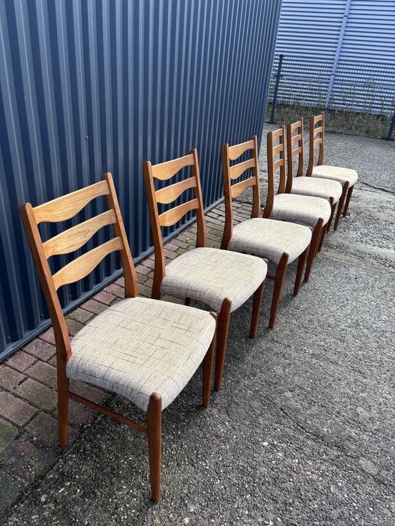 Image 1 of 6 Piece Vintage Dining Chairs Teak Danish