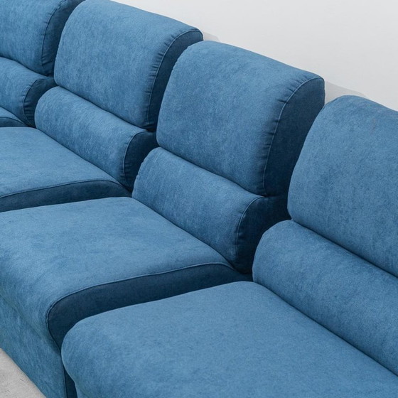 Image 1 of 1970S BLUE FOUR-SEAT SOFA – VINTAGE ITALIAN MODERN DESIGN