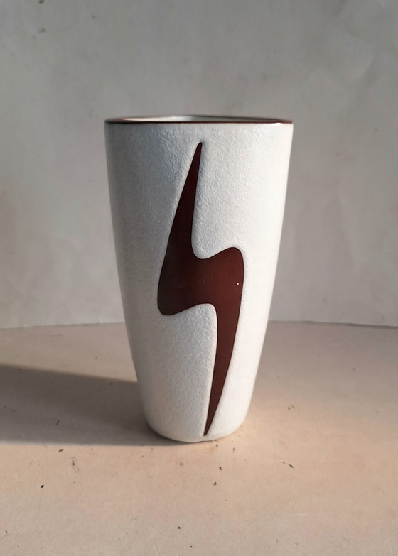 Image 1 of Jaap Ravelli's vintage ceramic vase with a lightning bolt. 1953.