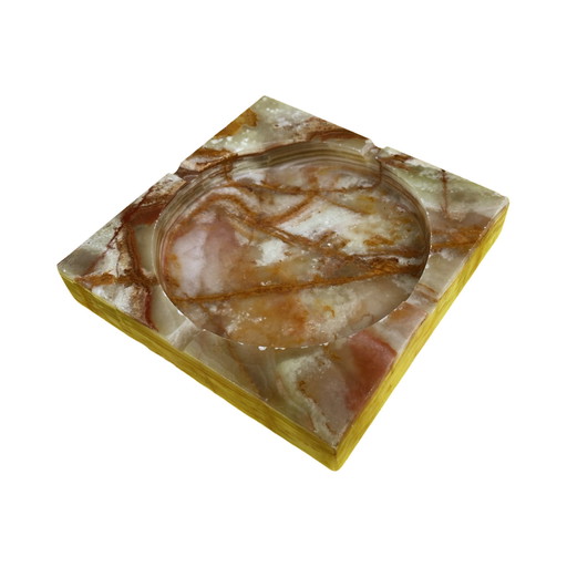 Large Square Alabaster Ashtray, Italy, 1970s