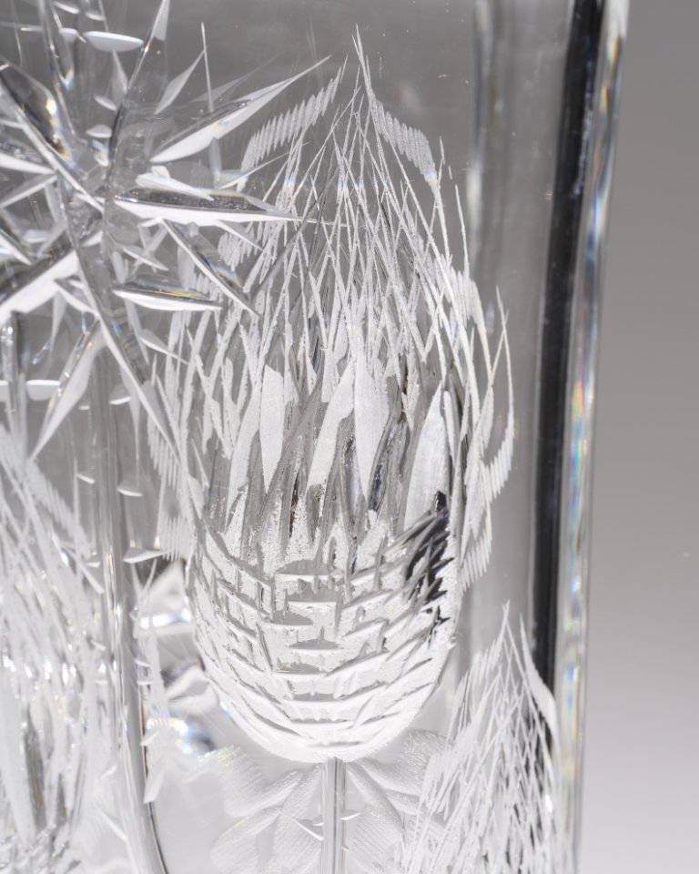 Bohemia Crystal “Thistle” Vase by Josef Švarc Poděbrady Bohemia