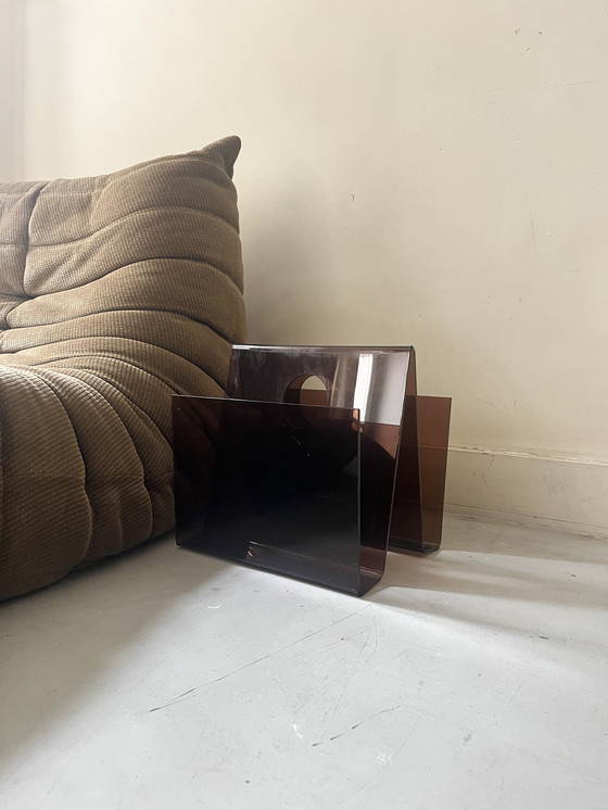 Image 1 of Porte Revue Double en Plexiglas Fumé, Design 1970