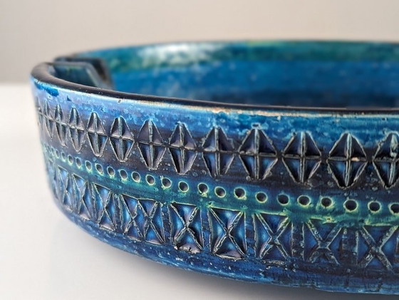 Image 1 of Giant Blue Ceramic Ashtray By Aldo Londi For Bitossi