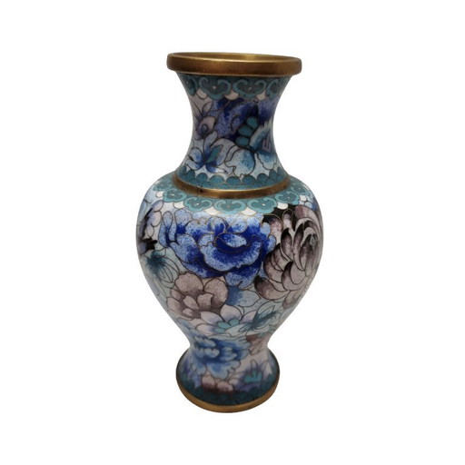 Vintage blaue Cloisonné-Vase