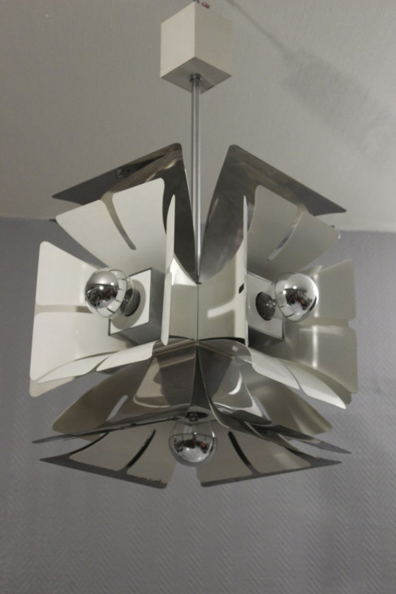 Image 1 of Zonca Illuminazione - Imposant lustre Space Age chromé design Italien 1970s