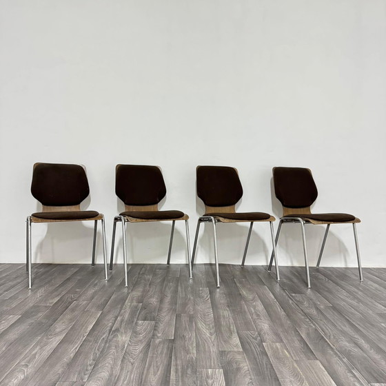 Image 1 of Carlo Ratti – Essgruppe, 4 Stühle, 1970er Jahre