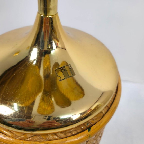 Image 1 of LS Italy gold palm tree lamp table model gilded 70s