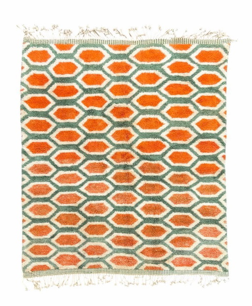 Orange  Moroccan Rug For Modern Interior Living Room-