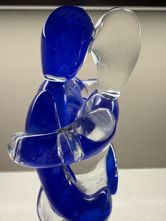 Grote Murano glazen sculptuur “Lovers / Amanti” – blauw & helder – 41,7 cm – Decoratieve objecten, Glass (photo 8 of 15)
