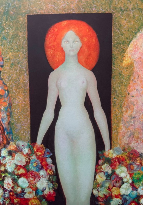 Image 1 of Leonor Fini - Rare print, woman holding flowers