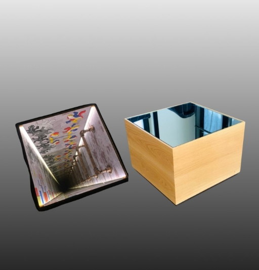 Würfelförmiger Couchtisch – Eiche | Infinity Art Table | Handgefertigt – salontafels, Glass, Wood