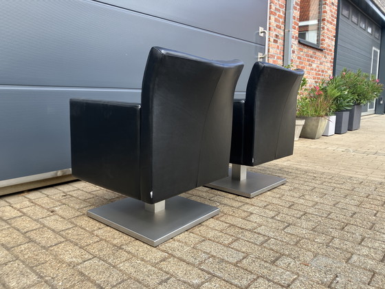 Image 1 of 2x sedie laterali Jori Kubolo in pelle nera Condizioni ottimali!!!