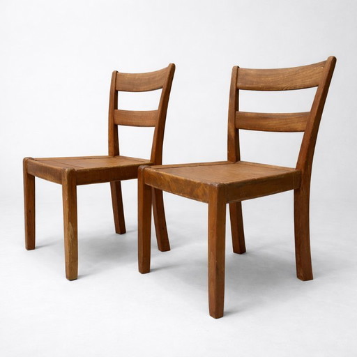 Coppia di sedie svizzere in legno, attribuite a F. X. Sproll, anni '50-'60