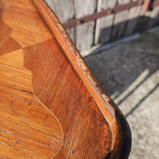 Image 1 of Coppia di comodini intarsiati francesi - 2 comodini in noce - Stile Luigi XV - anni '40