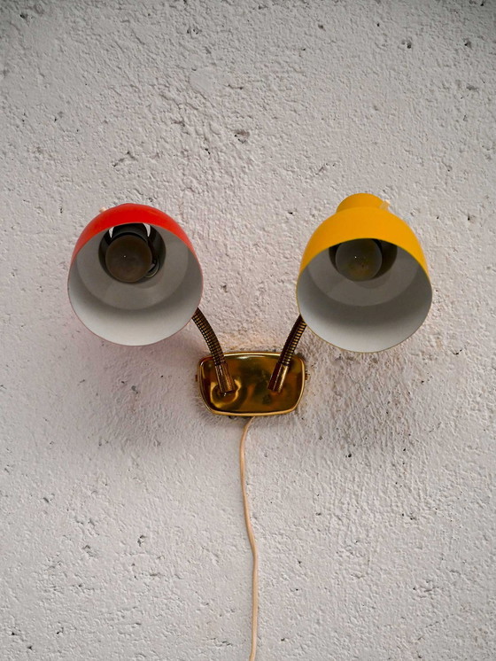 Image 1 of 1960s Scandinavian Two-Arm Wall Lamp in Metal