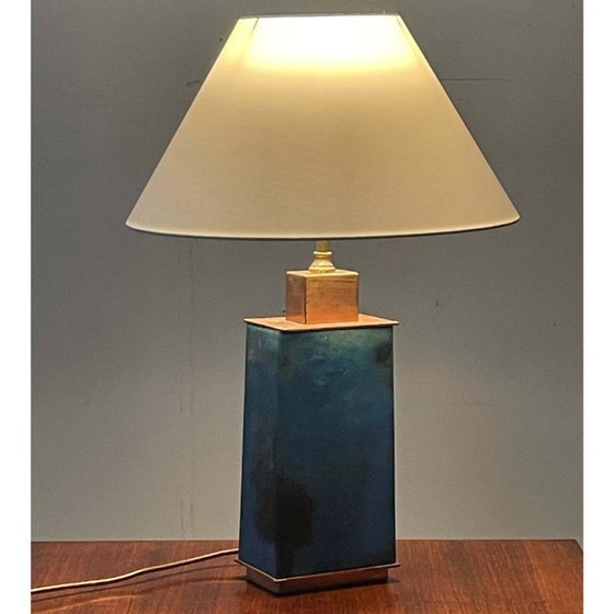Image 1 of Enamelled metal table lamp from the 1950s