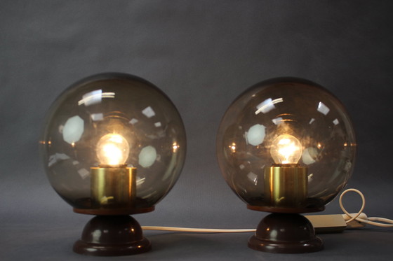 Image 1 of Ensemble de 2 lampes de table en plastique, Tchécoslovaquie, années 1970