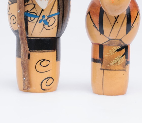 Image 1 of Ensemble de poupées kokeshi vintage, couple âgé