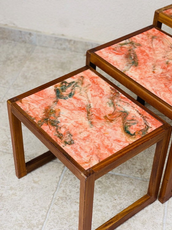 Image 1 of Set of 3 Scandinavian nesting tables in teak, 1960