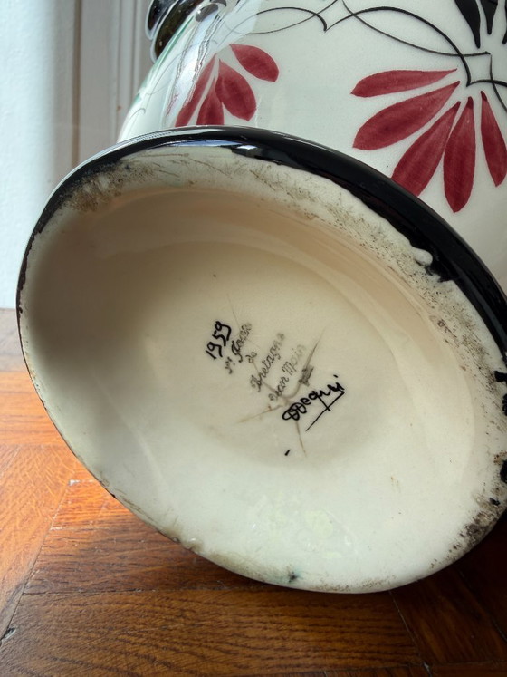 Image 1 of Quimper Keramikvase – handbemalte Dekoration