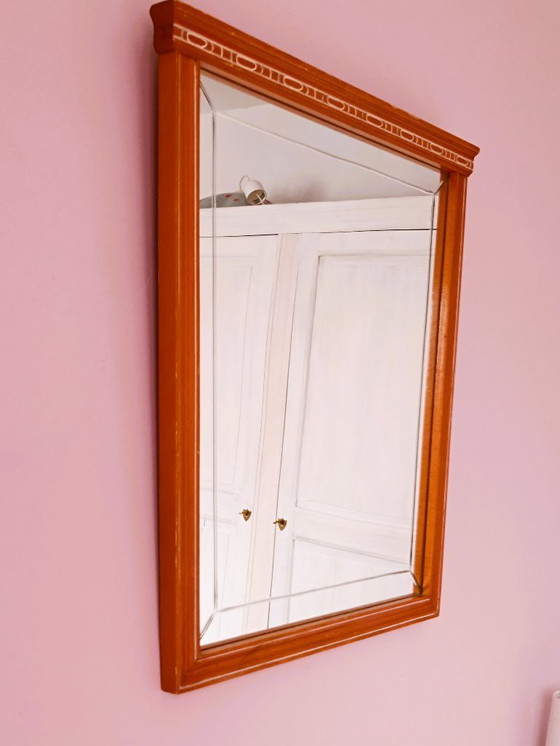 Image 1 of Wall mirror with beveled glass and solid wood frame