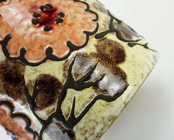 Image 1 of Marei keramische vintage bloempot uit de jaren 60/70, gemaakt van fat lava-keramiek met bloemendecoratie, modelnr. 11/3 2523