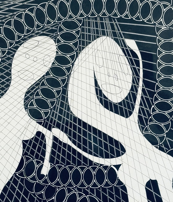 Image 1 of Pierre-François Vaysse - Art Brut circa 1970 - tinta - enmarcado