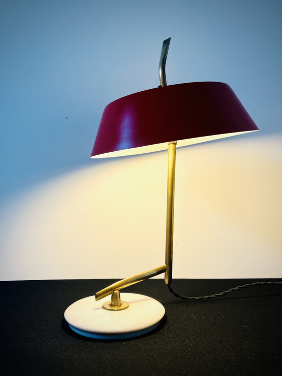 Image 1 of Stilux  - Oscar Torlasco - Marble & Brass Tafellamp - Italië 1950S