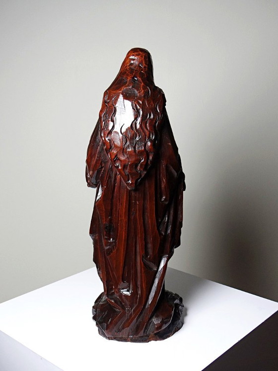 Image 1 of Antique religious sculpture of the Virgin Mary in carved wood, Immaculate Conception
