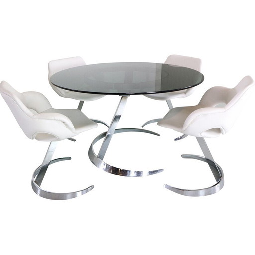Juego de comedor vintage de la era espacial de Boris Tabacoff, Francia, 1970
