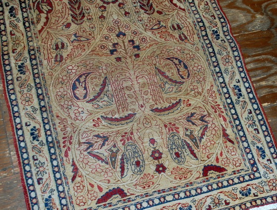 Image 1 of Tappeto persiano antico Kerman Lavar, fatto a mano, per la preghiera, 90 cm x 146 cm, anni 1880 - 1B524