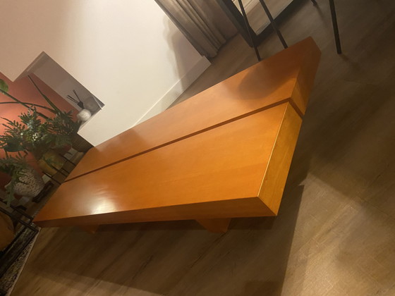 Image 1 of 80S Japanese Low Wood Veneered Coffee Table Coffee Table