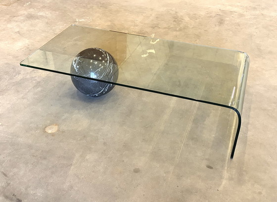 Image 1 of Giorgio Cattelan curved glass and marble coffee table 